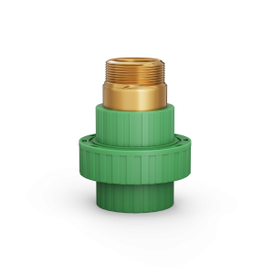 Male Brass union with plastic adaptor